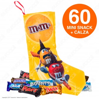 Calza della Befana con 60 Mini Snack Assortiti Confezionati