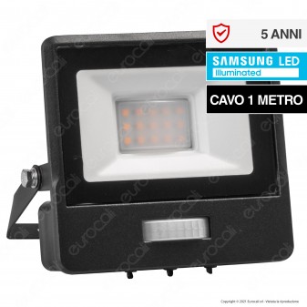 V-Tac VT-118S-1 Faretto LED SMD 10W IP65 Chip Samsung Sensore