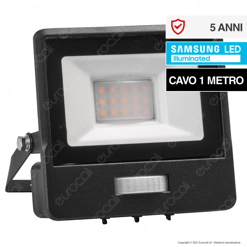 V-Tac VT-118S-1 Faretto LED SMD 10W IP65 Chip Samsung Sensore