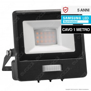 V-Tac VT-118S-1 Faretto LED SMD 10W IP65 Chip Samsung Sensore