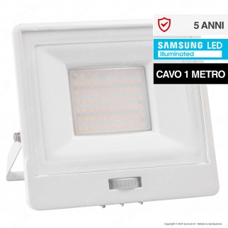 V-Tac VT-158S-1 Faretto LED SMD 50W IP65 Chip Samsung Sensore