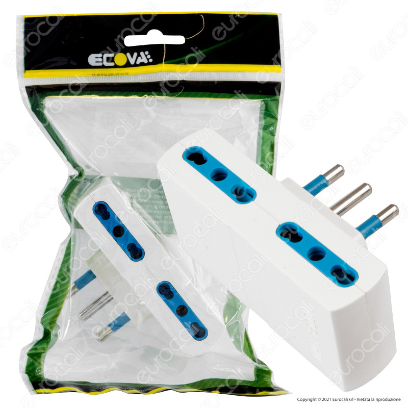 Ecova Adattatore Quadruplo con 4 Prese Laterali 10/16A 2P+T Colore