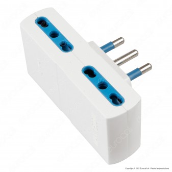 Ecova Adattatore Quadruplo con 4 Prese Laterali 10/16A 2P+T Colore