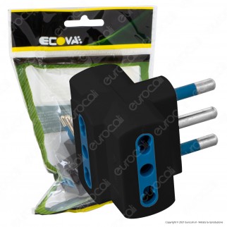 Ecova Adattatore Triplo con Spina 16A 2P+T e 3 Prese 10/16A 2P+T