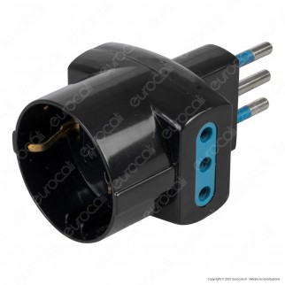 Ecova Adattatore Triplo con 1 Presa Schuko + 10A 2P+T e 2 Prese