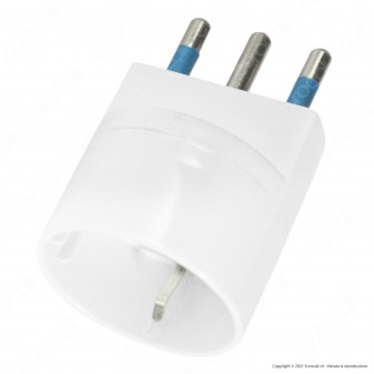 Ecova Adattatore Singolo Spina 16A 2P+T con Presa 10A 2P+T + Schuko