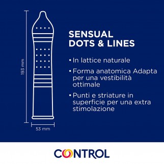 Preservativi Control Sensual Dots & Lines - Scatola da 6 Profilattici
