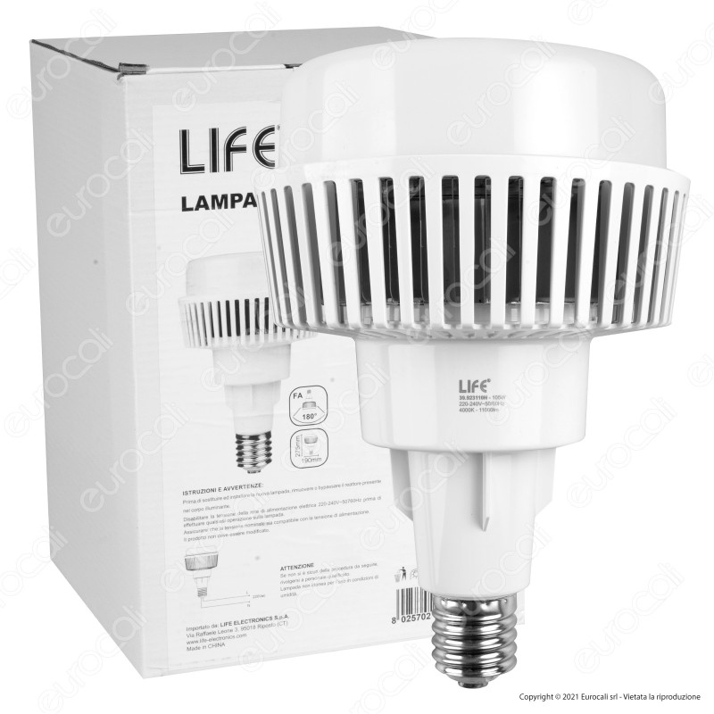 Life Lampadina LED E40 SMD 55W Tubolare T145 High Power - mod.