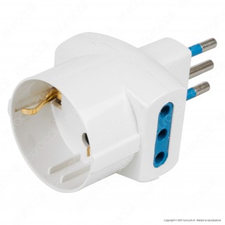 Ecova Adattatore Triplo con 1 Presa Centrale Schuko + 10A 2P+T e 2