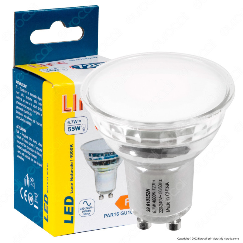 Life Lampadina LED PAR16 GU10 6.7W Faretto Spotlight SMD - mod.
