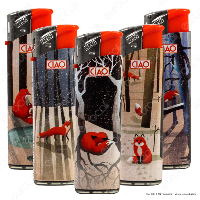 Ciao Accendino Elettronico Fantasia Red Fox - Serie da 5 Accendini