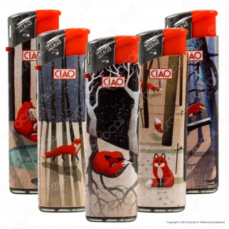Ciao Accendino Elettronico Fantasia Red Fox - Serie da 5 Accendini
