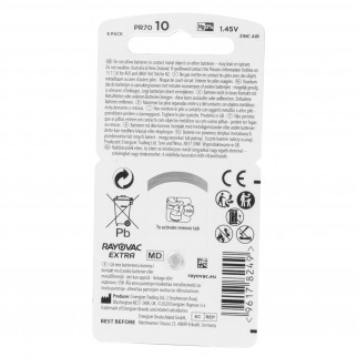 Rayovac Extra Misura 10 - Confezione 6 Batterie per Protesi Acustiche