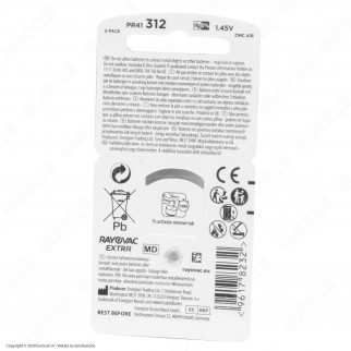 Rayovac Extra Misura 312 - Confezione 6 Batterie per Protesi Acustiche