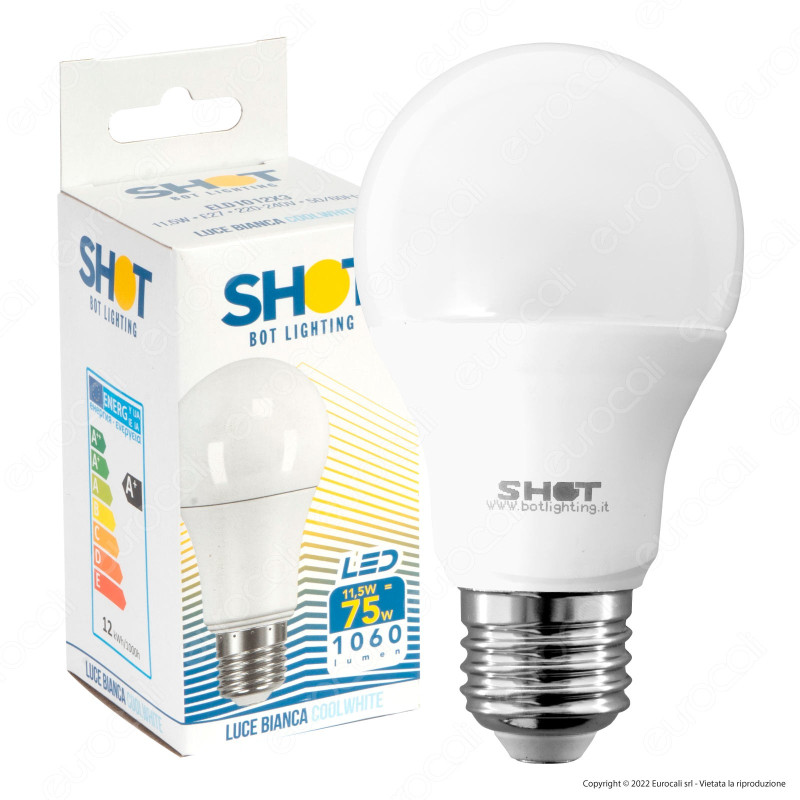 Bot Lighting Shot Lampadina LED E27 11,5W Bulb A60 - mod. ELD1012X2 /