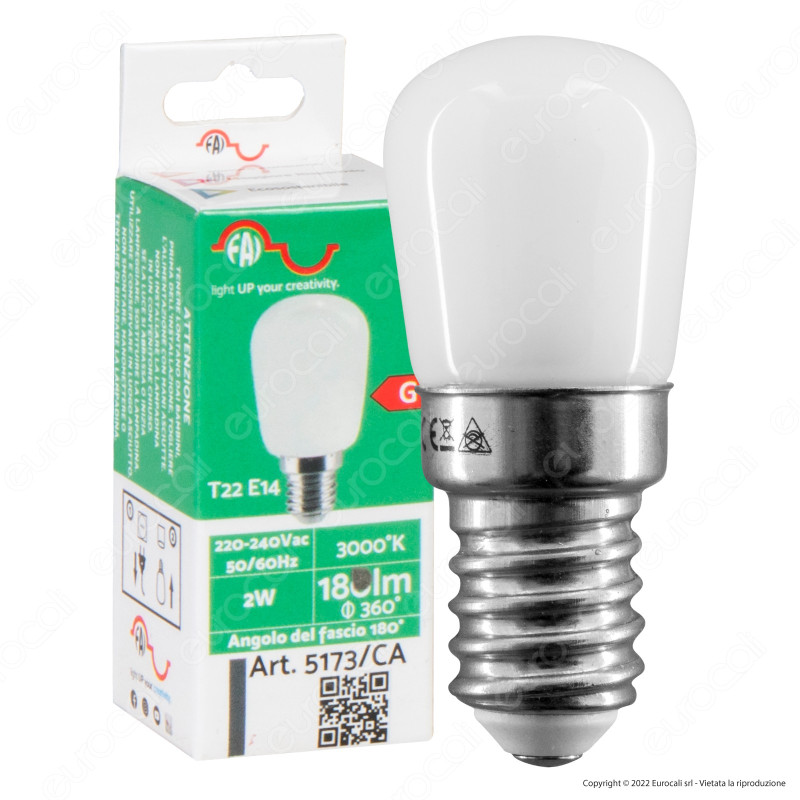 FAI Lampadina LED E14 2W Tubolare T22 - mod. 5173/CA / 5173/CO /