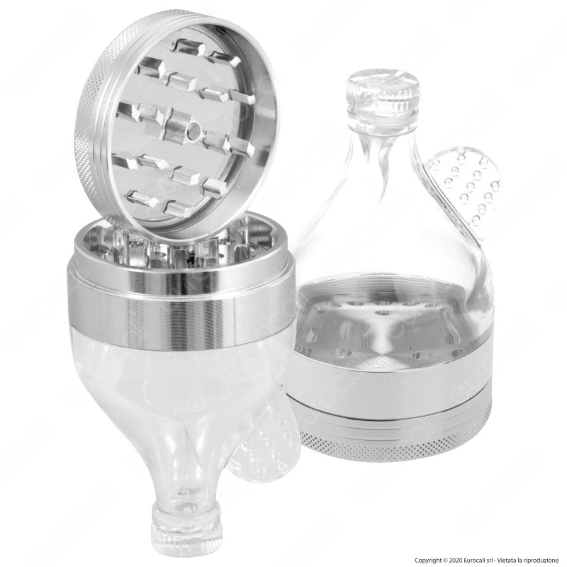 Grinder Tritatabacco 3 Parti in Plastica Trasparente e Metallo a