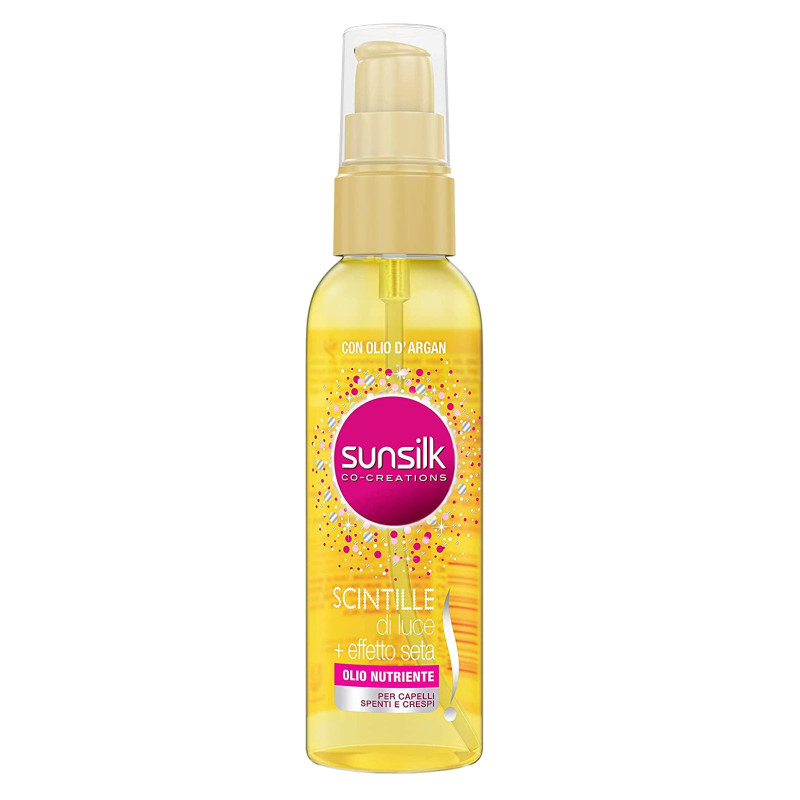 Sunsilk Scintille di Luce + Effetto Seta Olio Nutriente Spray Per