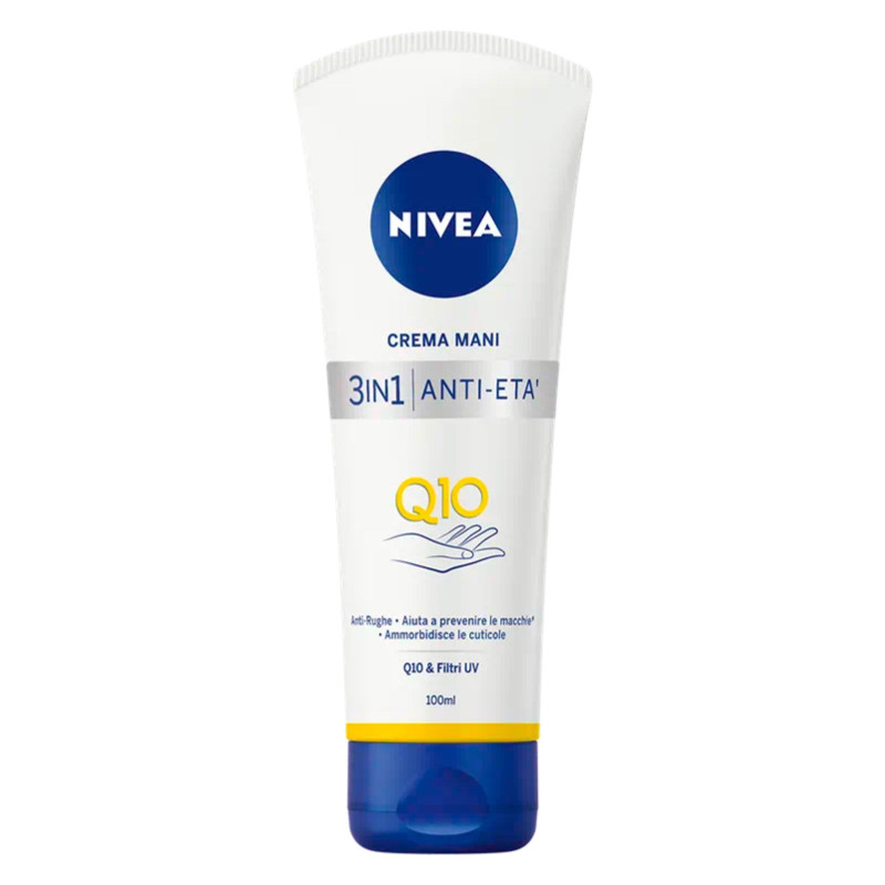 Nivea Crema Mani 3in1 Anti-Età Q10 & Filtri UV Anti-Rughe - Flacone