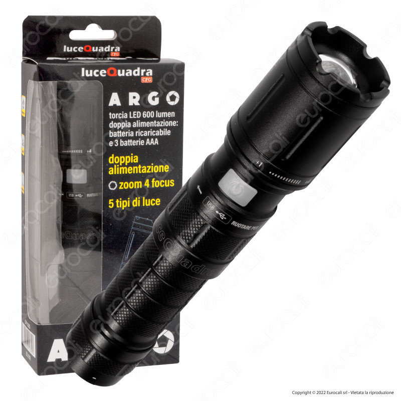 CFG Luce Quadra Argo Torcia LED Professionale Multifunzione IP44 con