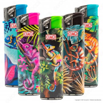 Ciao Accendino Elettronico Large Fantasia Chameleon - Serie da 5