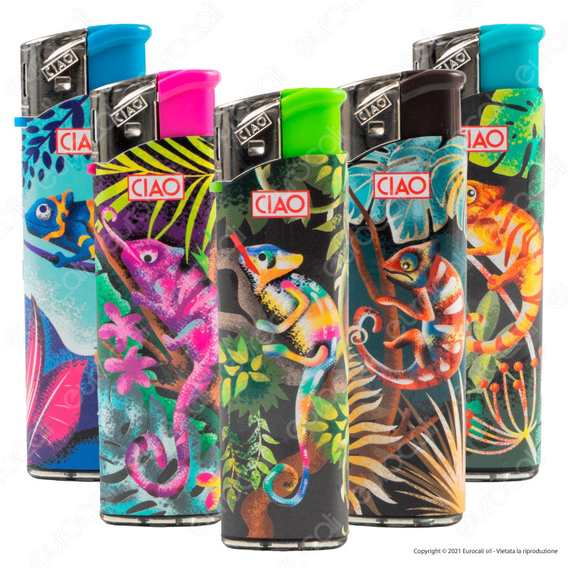 Ciao Accendino Elettronico Large Fantasia Chameleon - Serie da 5