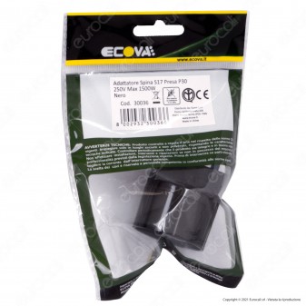 Ecova Adattatore Singolo Spina 16A 2P+T con Presa 10A 2P+T + Schuko