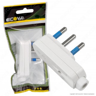 Ecova Spina Singola Angolare 16A 2P+T Salvaspazio con Uscita Cavo a