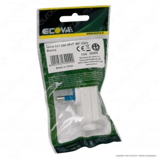 Ecova Spina Singola Angolare 16A 2P+T Salvaspazio con Uscita Cavo a