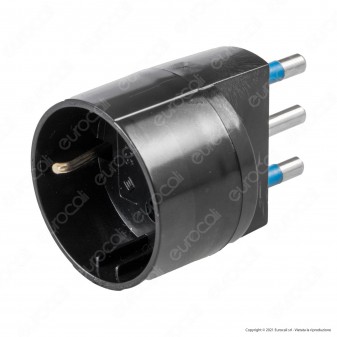 Ecova Adattatore Singolo Spina 16A 2P+T con Presa 10A 2P+T + Schuko