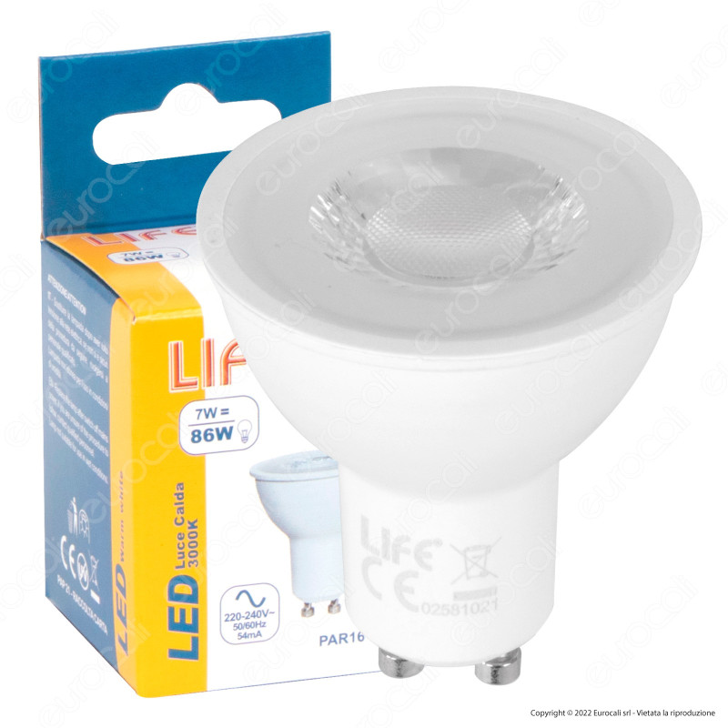 Life Lampadina LED PAR16 GU10 7W Faretto Spotlight SMD - mod.