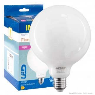 Imperia Lampadina LED E27 12W Globo G125 Filament Milky - mod.