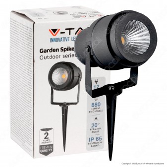 V-Tac VT-857 Lampada LED da Giardino 12W COB IP65 da