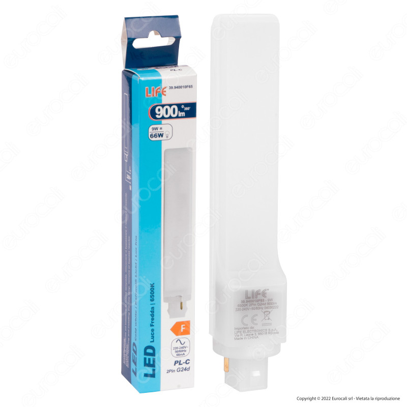 Life Lampadina LED G24d 2 Pin 9W SMD Tower PL-C Horizontal