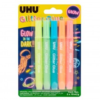 UHU Glitter Glue Glow In The Dark Colla Colorata Fosforescente a
