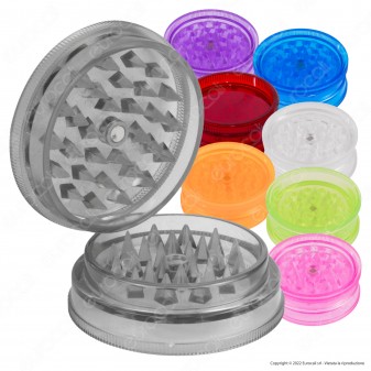 Grinder Tritatabacco 2 Parti in Plastica Trasparente Colorata