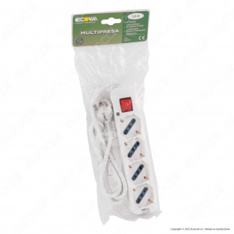 Multipresa Universale 4 Posti con Interruttore Luminoso - 1,5m Ecova
