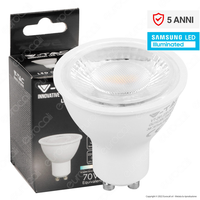 V-Tac VT-291 Lampadina LED GU10 7.5W Faretto Spotlight SMD Chip
