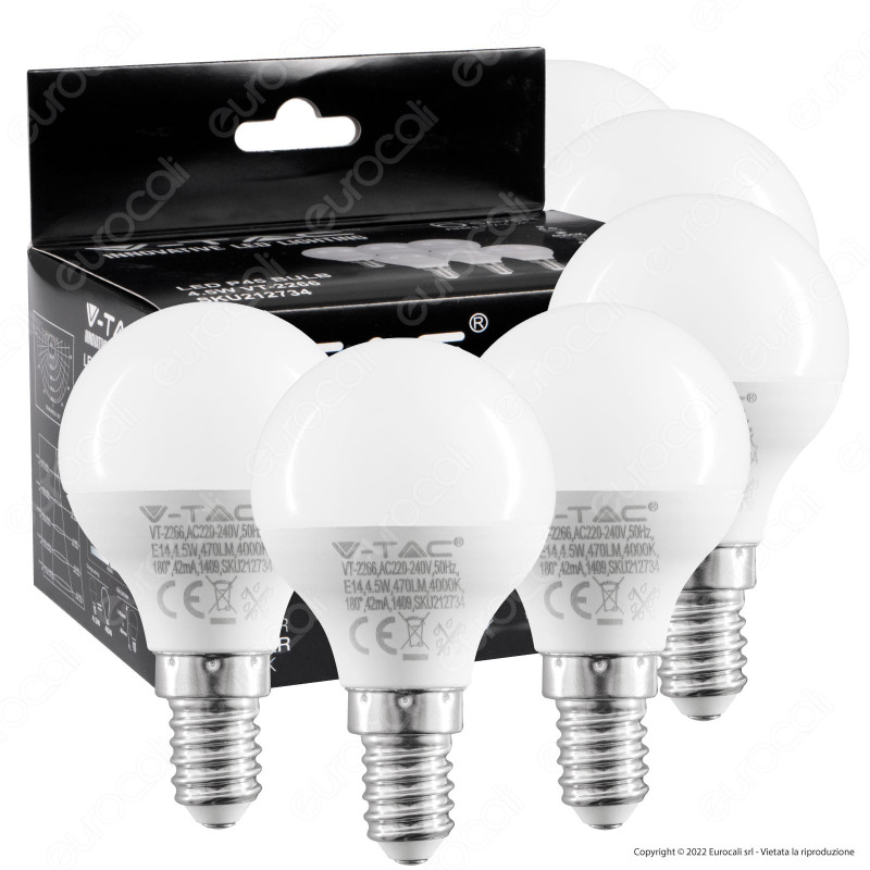 V-Tac VT-2266 Super Saver Pack 6x Lampadina LED E14 4.5W Bulb