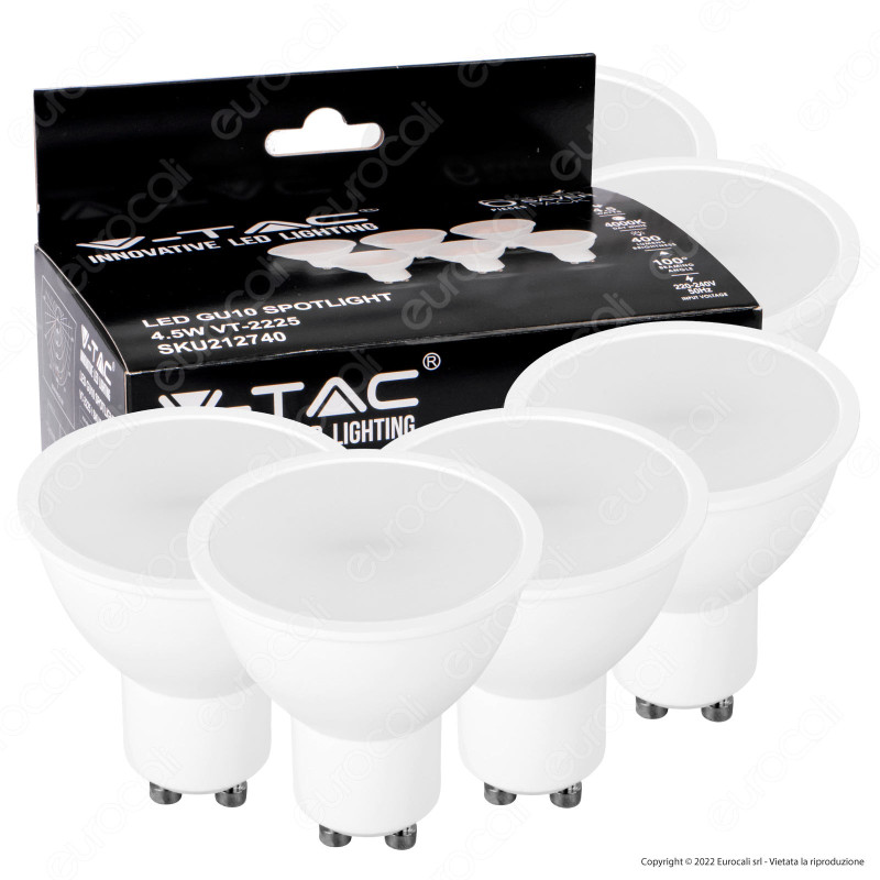 V-Tac VT-2225 Super Saver Pack 6x Lampadina LED GU10 4.5W