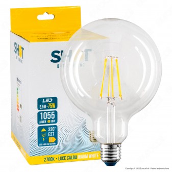 Bot Lighting Shot Lampadina LED E27 Globo G125 8.5W Filament Vetro