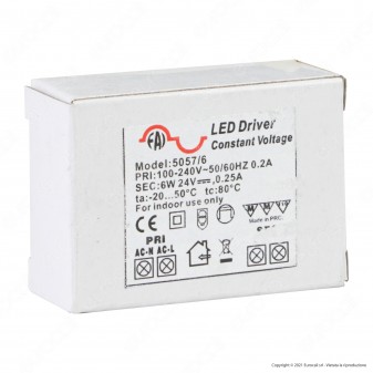 FAI Alimentatore Compatto 6W a Tensione Costante per LED 24V - mod.