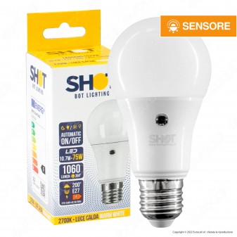 Bot Lighting Shot Lampadina LED E27 10.7W Bulb A60 Goccia SMD con