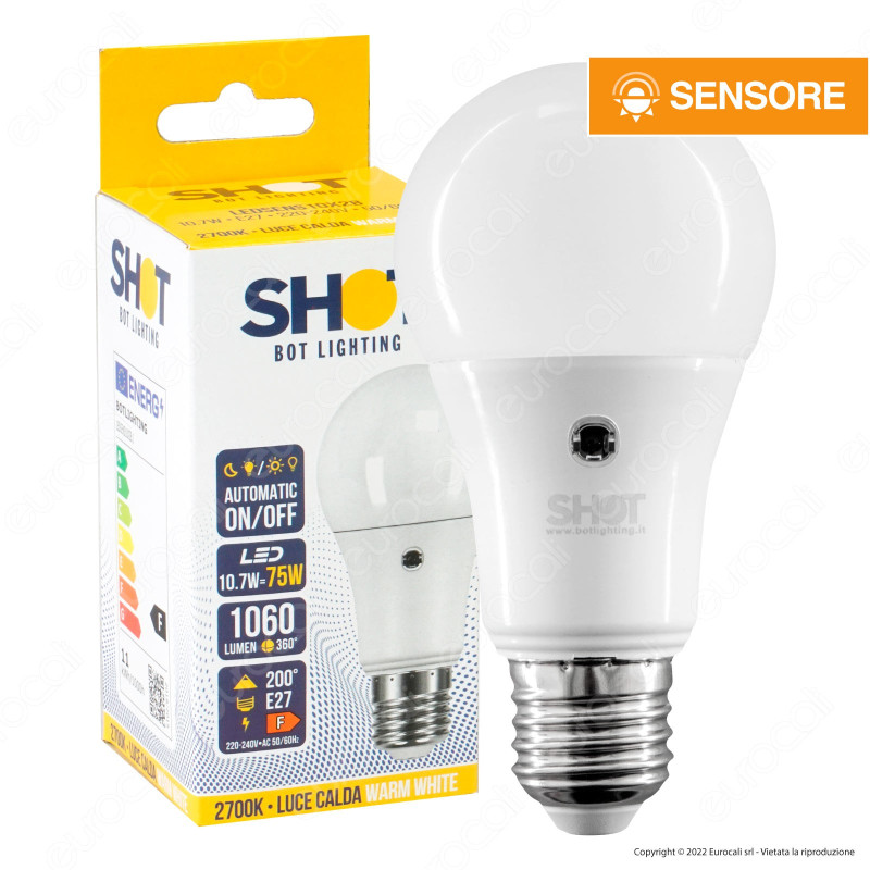 Bot Lighting Shot Lampadina LED E27 10.7W Bulb A60 Goccia SMD con