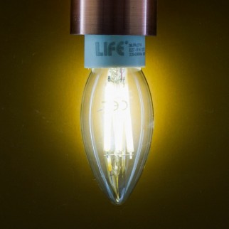 Life Lampadina LED E14 Filament 6.5W Candle C35 Candela in
