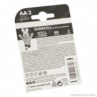 Duracell Rechargeable 1300mAh Pile HR6 Ricaricabili Stilo AA Mignon