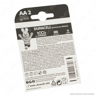Duracell Rechargeable 1300mAh Pile HR6 Ricaricabili Stilo AA Mignon
