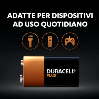 Duracell Plus Pila 6LR61 Alcalina E-Block Transistor 9V Lunga Durata