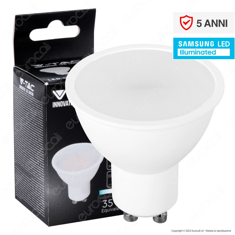 V-Tac VT-205 Lampadina LED GU10 4.5W Faretto Spotlight SMD Chip