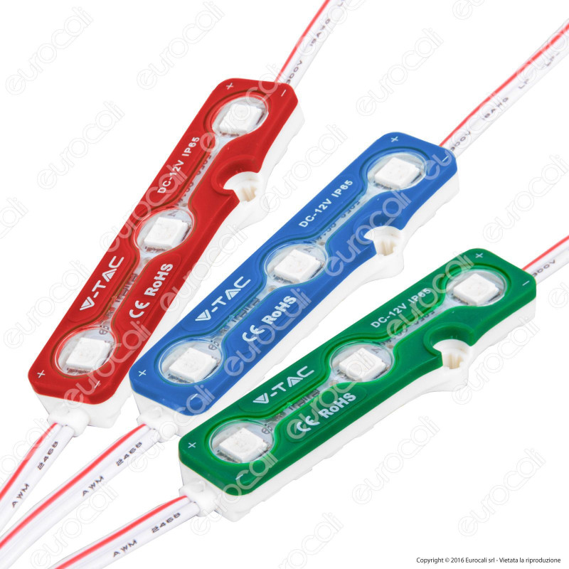 V-Tac VT-50503 Modulo 3 LED 0,72W SMD 12V impermeabile IP67 - SKU